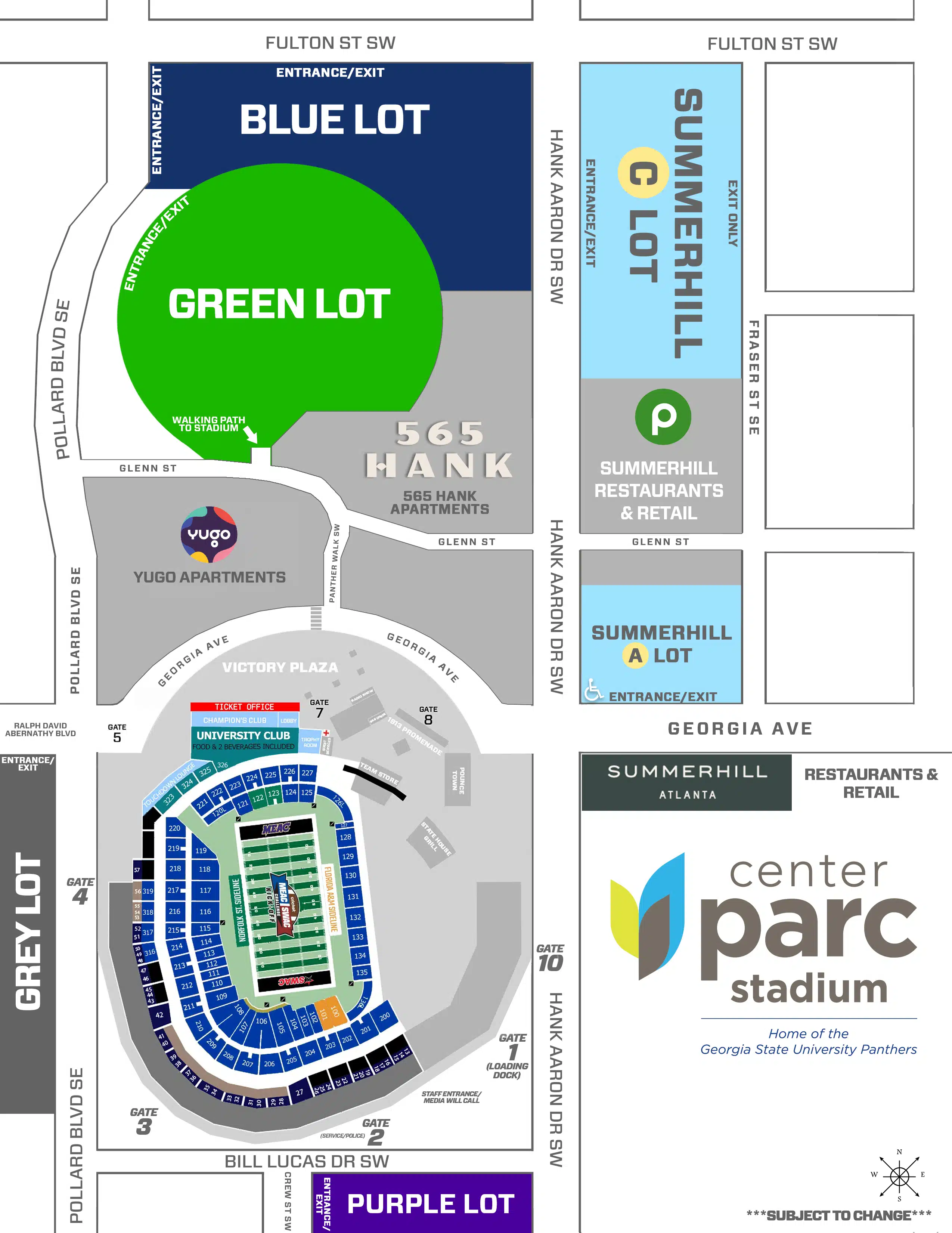 Parking map center parc stadium meac swac challenge 2024